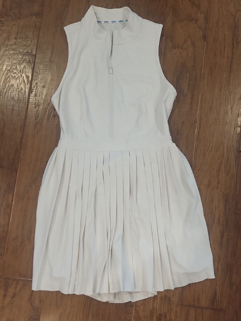 Prince White Athletic Tennis Dress with Blue Logo